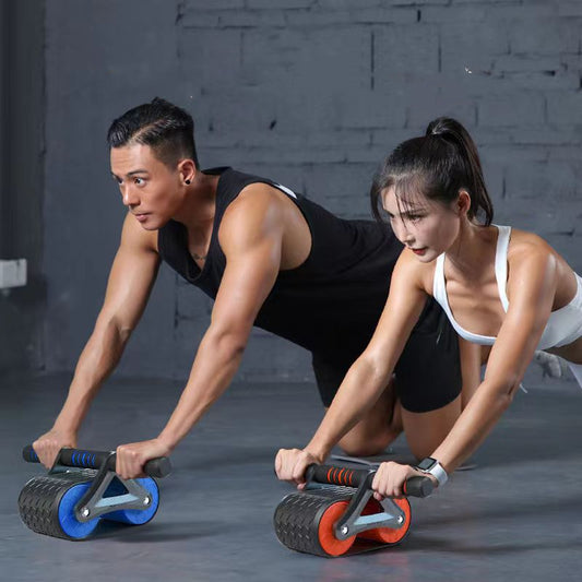 Auto-Rebound Ab Wheel Roller with Knee Pad – Double Wheel Core Trainer