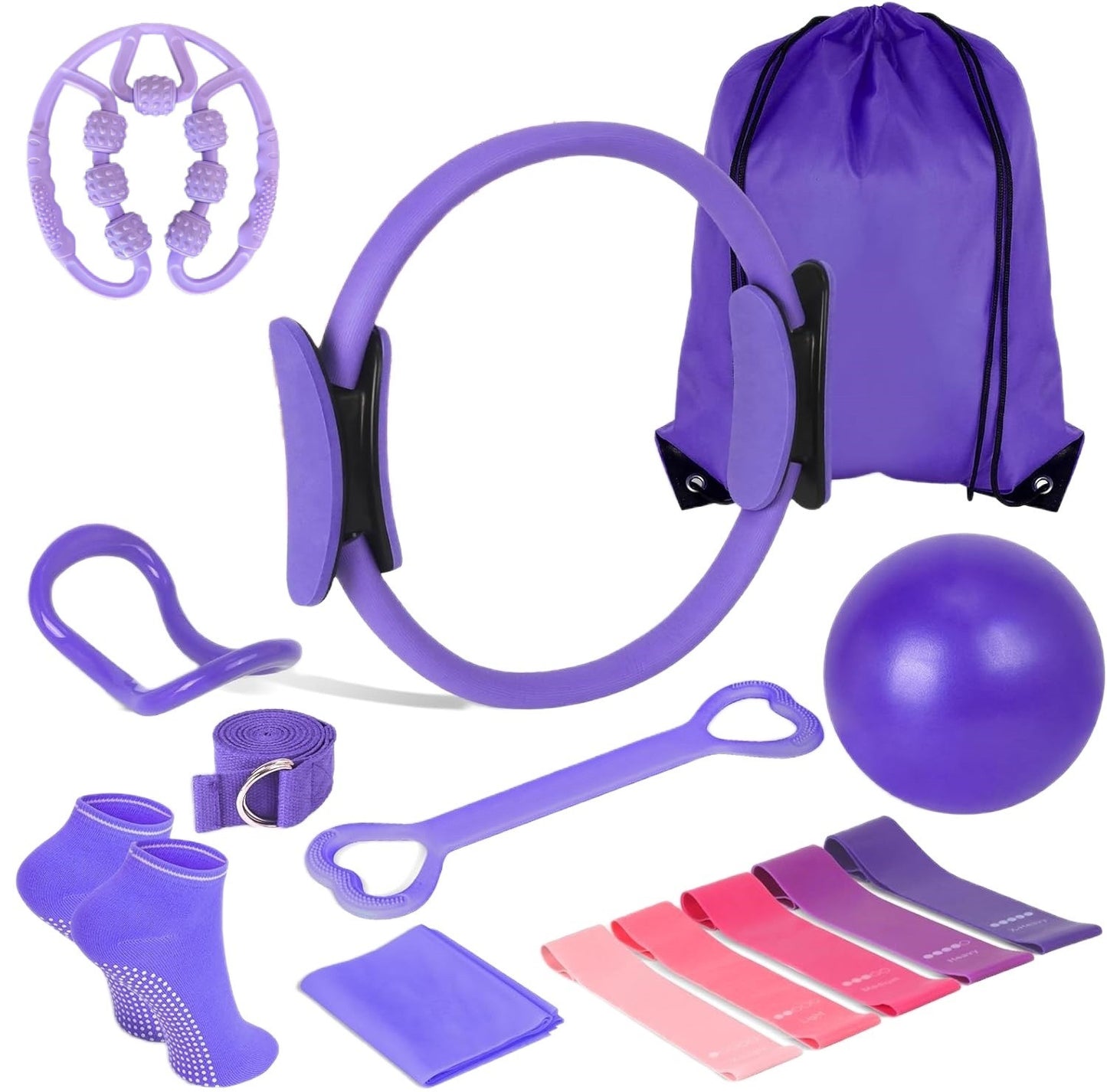 14-Piece Yoga & Pilates Resistance Band Set – Stretching & Fitness