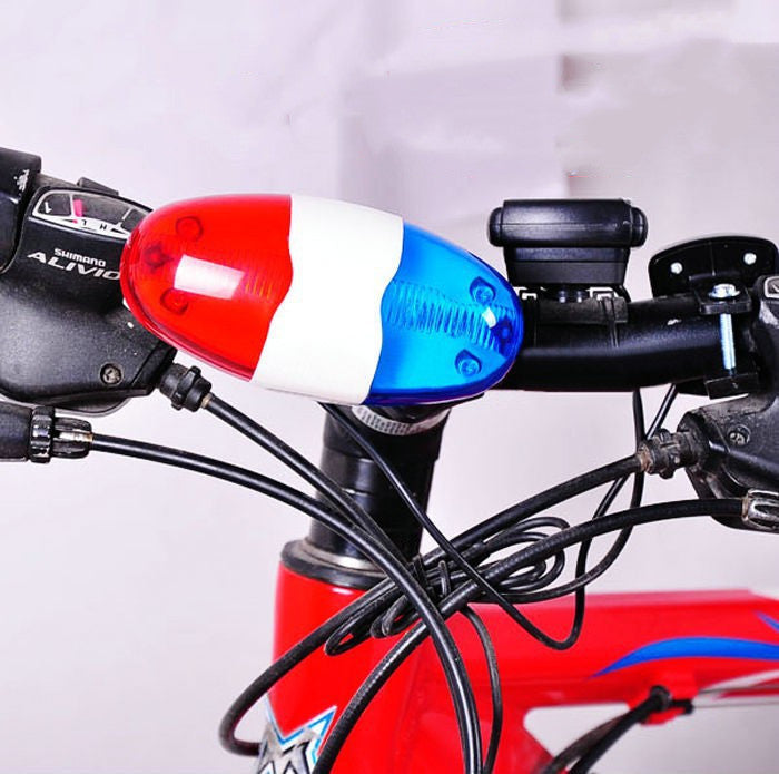 4-Tone Bike Electronic Horn & Alarm with Red-Blue LED Lights