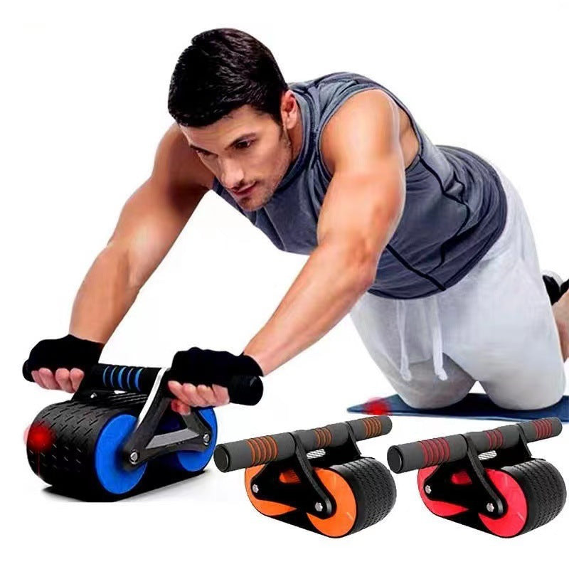 Auto-Rebound Ab Wheel Roller with Knee Pad – Double Wheel Core Trainer