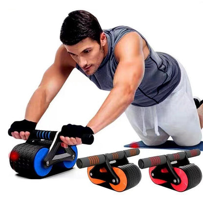 Auto-Rebound Ab Wheel Roller with Knee Pad – Double Wheel Core Trainer