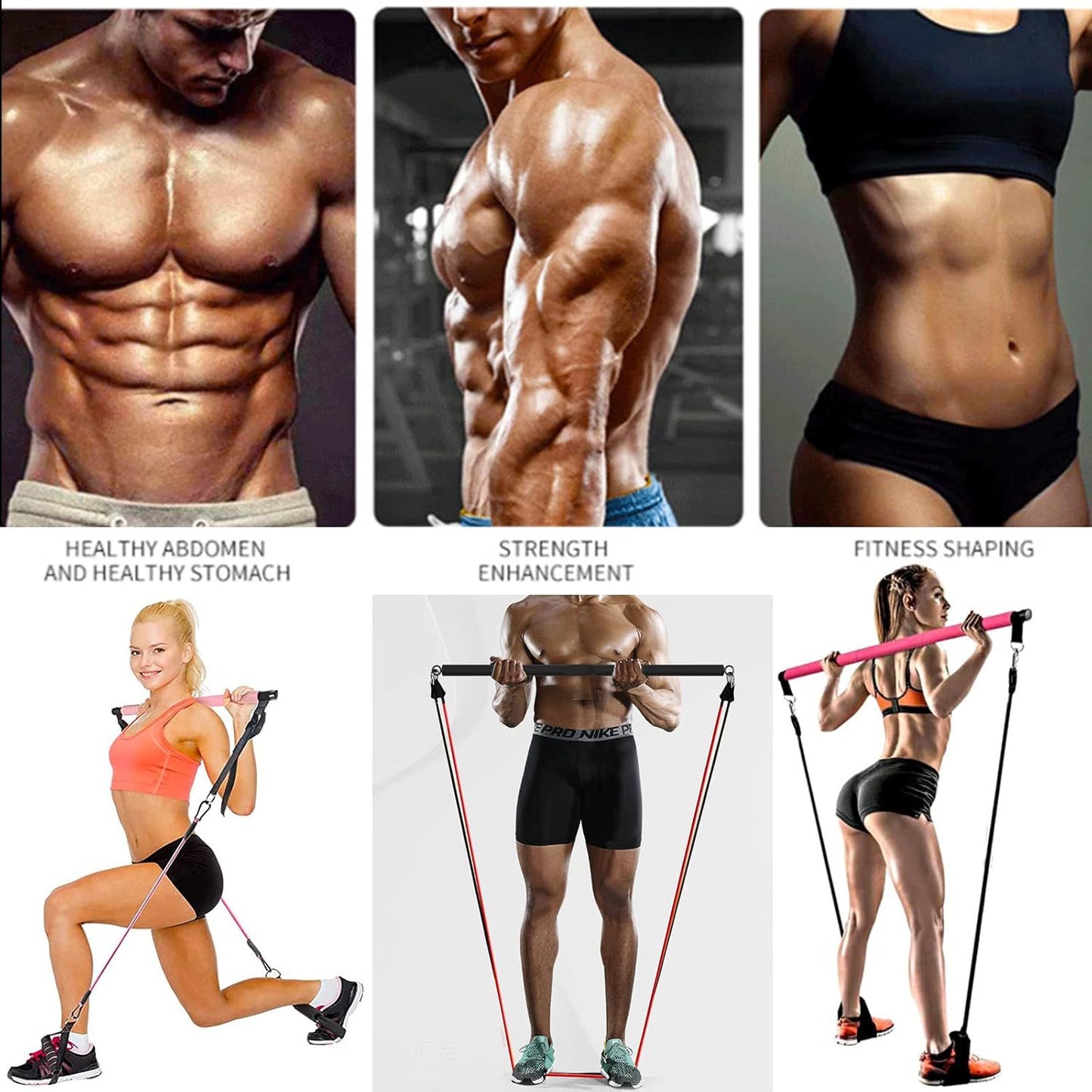 180 lbs Resistance Band Pull Rope Set – TPE Yoga & Fitness Strap