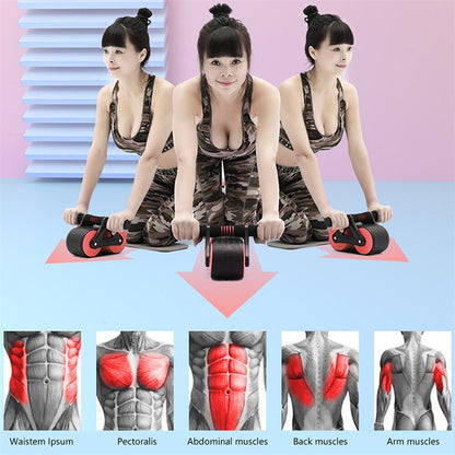 Auto-Rebound Ab Wheel Roller with Knee Pad – Double Wheel Core Trainer