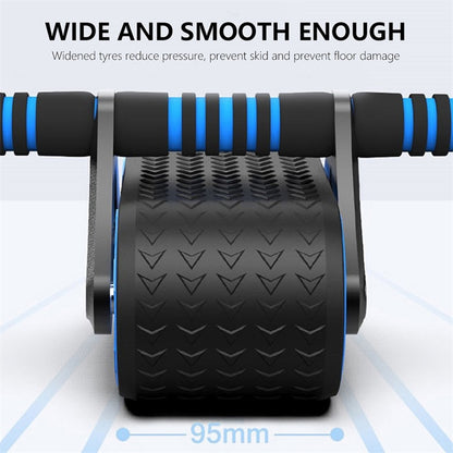 Auto-Rebound Ab Wheel Roller with Knee Pad – Double Wheel Core Trainer