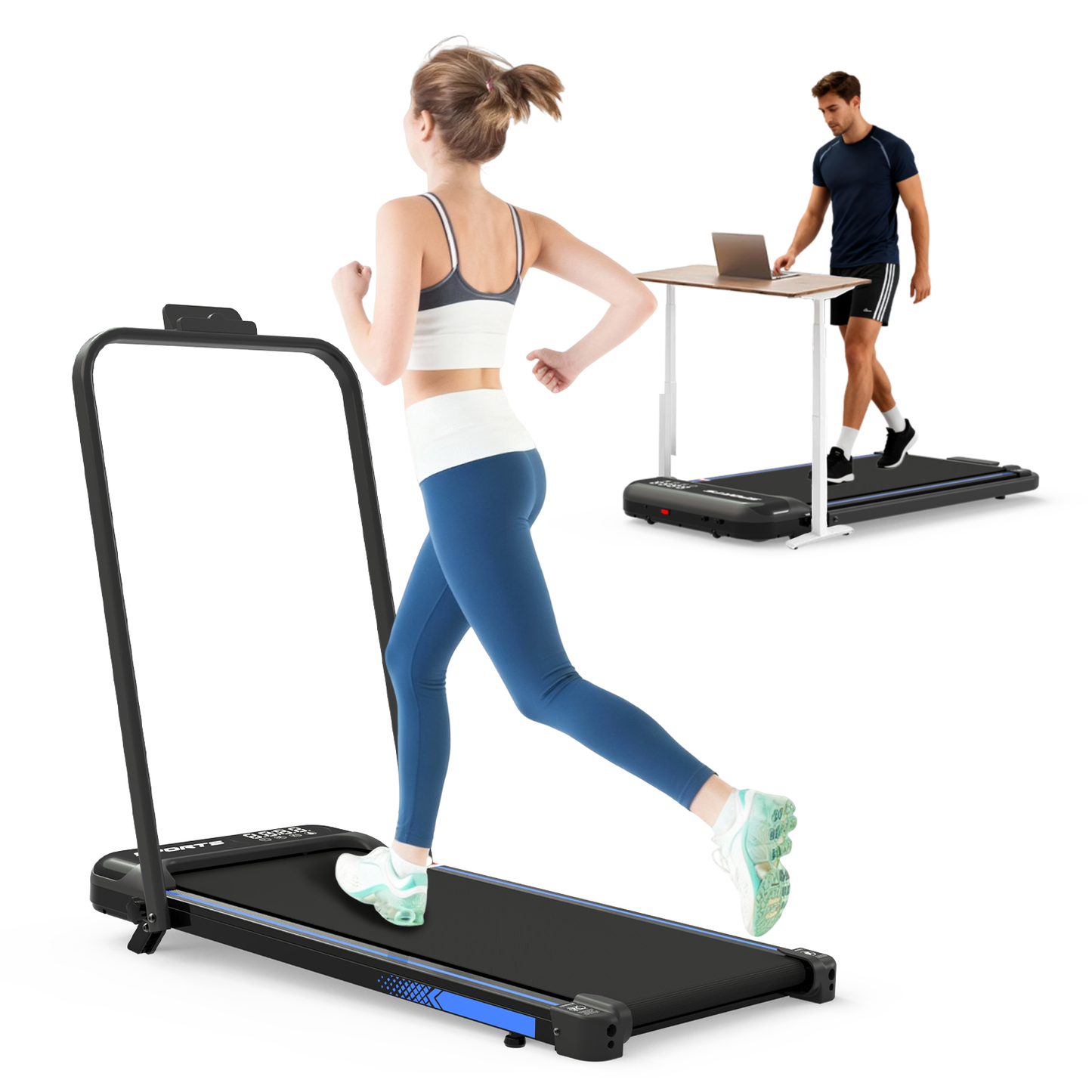 3-in-1 Foldable Under Desk Treadmill with Incline – Walking Pad & Handlebar
