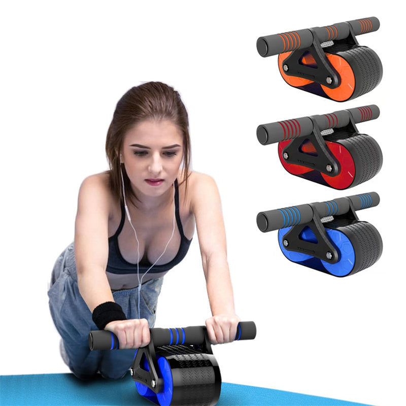 Auto-Rebound Ab Wheel Roller with Knee Pad – Double Wheel Core Trainer