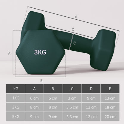 6-Piece Dumbbell Set with Convertible Kettlebell Rack – 1kg, 3kg & 5kg