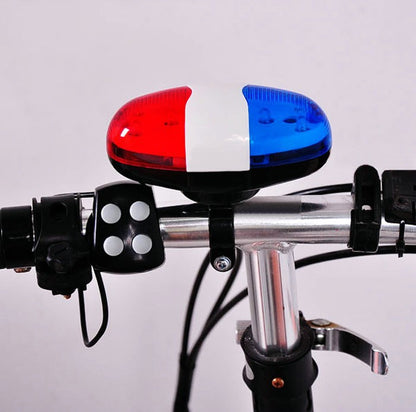 4-Tone Bike Electronic Horn & Alarm with Red-Blue LED Lights
