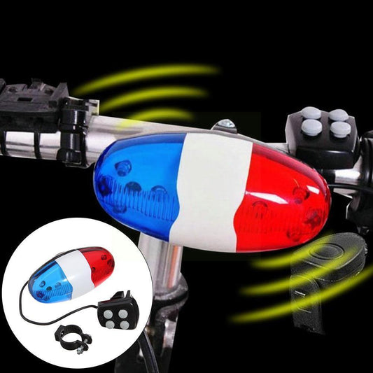 4-Tone Bike Electronic Horn & Alarm with Red-Blue LED Lights
