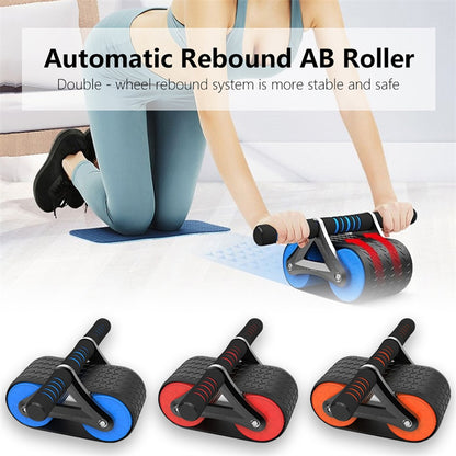 Auto-Rebound Ab Wheel Roller with Knee Pad – Double Wheel Core Trainer